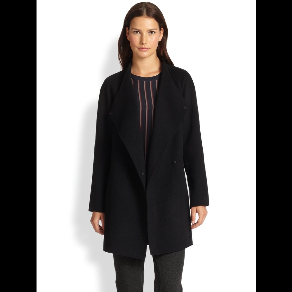 Vince Sweater Back Drape Neck Coat